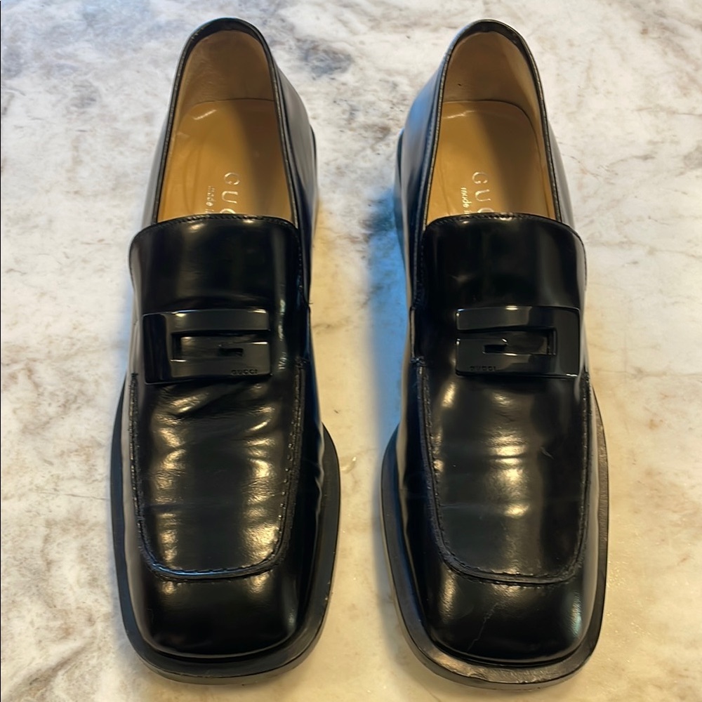 Gucci Vintage Black Leather Loafers